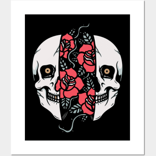 Skull and flowers Posters and Art